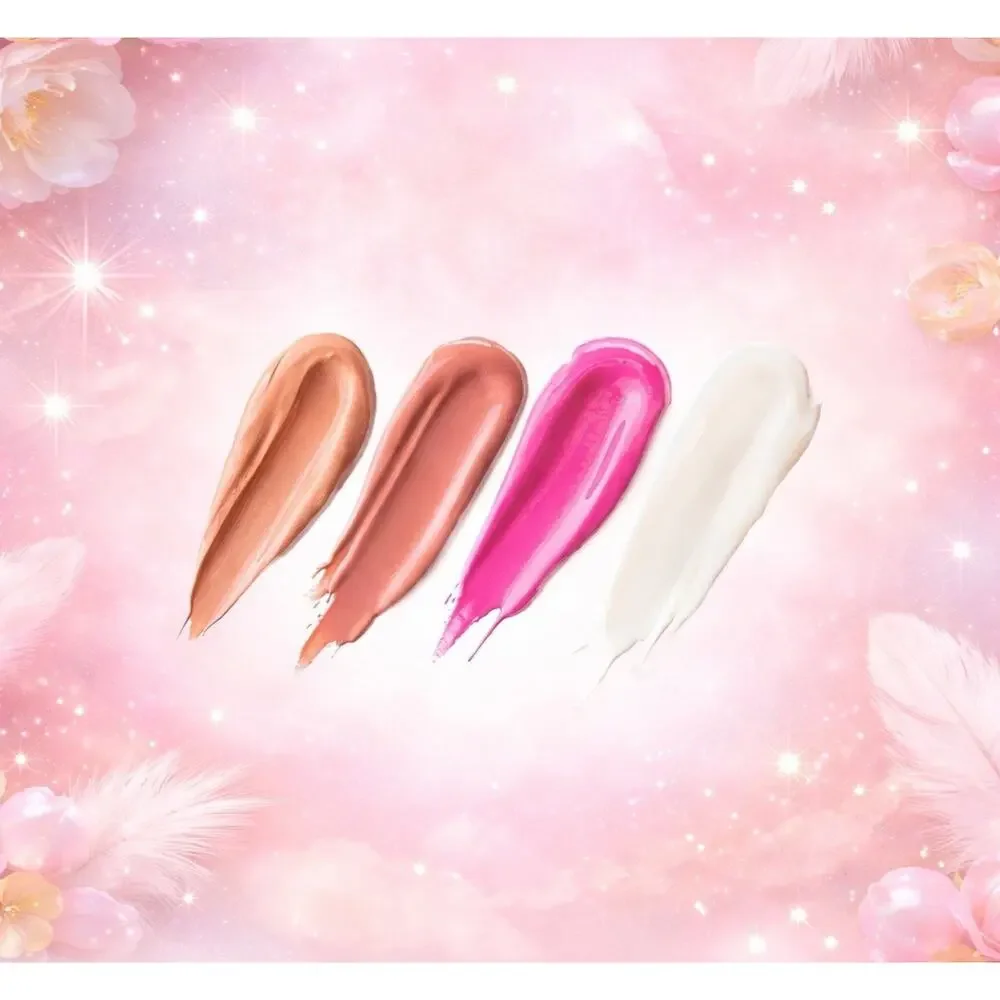 Blessed Beauty Divine Pinks Natural Lip Cream Set Nude Blush Hot Pink + Gloss